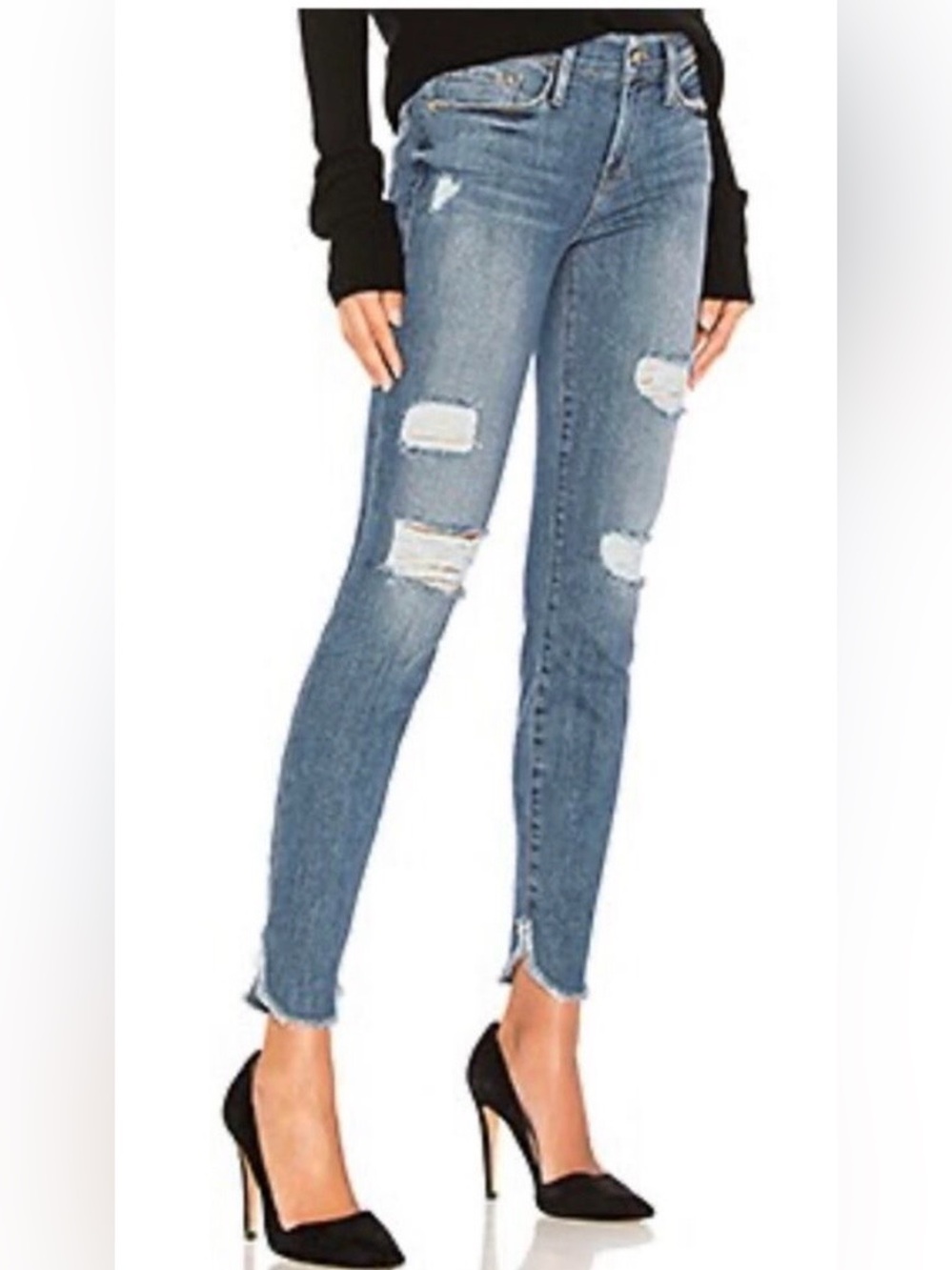 Frame Le Skinny de Jeanne Havelock  Distressed Raw Hem Jeans Size 30
